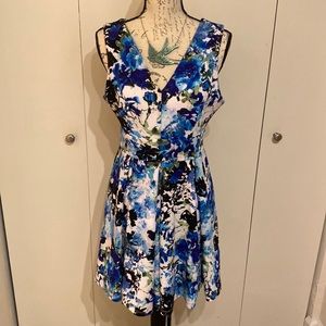 Haute Monde white and blue floral dress